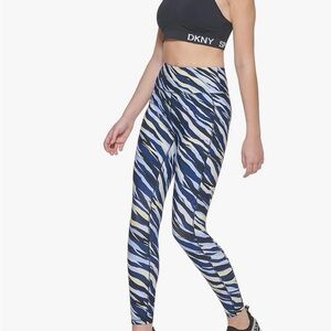 DKNY Women's Side Logo Color Block High Waist Legging, Hydrangea, XSmall new